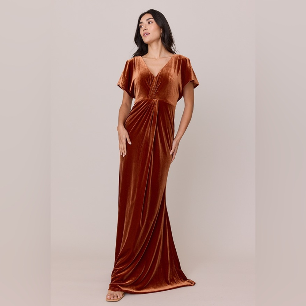 REVELRY Black “Gwen” Velvet Gown Flowy V Neck Party Holiday Formal Evening Dress - Picture 3 of 12